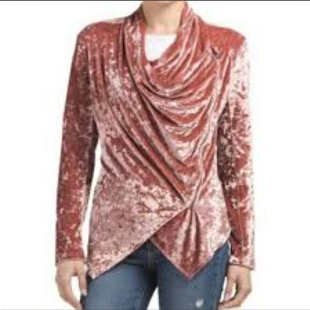 Blank NYC Moto Style Velvet Shacket Drape Jacket Top